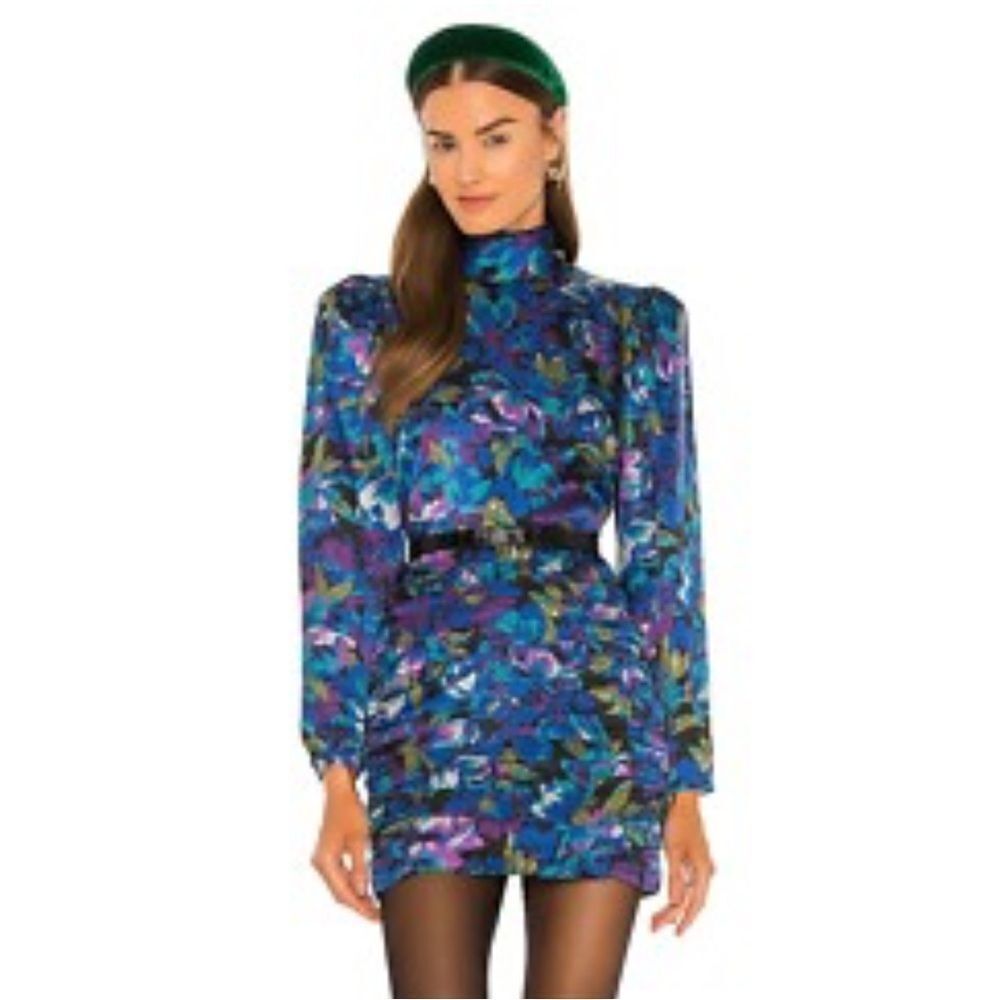 New Ronny Kobo Annika Dress Blue Floral Revolve XS